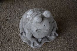 Garden statue formed as a frog, height approx 18cm