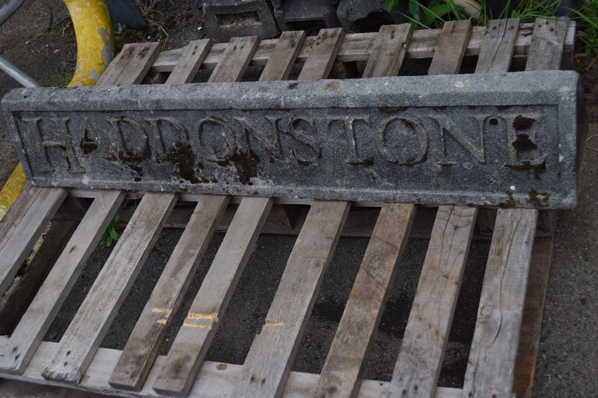 Haddonstone cast stone plaque/advertising sign, width 125cm