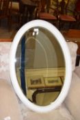 OVAL WALL MIRROR IN WHITE PAINTED FRAME, 85CM HIGH