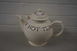 LARGE EMMA BRIDGEWATER TEA POT MARKED 'ONE GALLON OF HOT TEA'