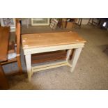 20TH CENTURY OAK TOP AND CREAM PAINTED RECTANGULAR HALL TABLE, 100CM WIDE