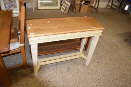 20TH CENTURY OAK TOP AND CREAM PAINTED RECTANGULAR HALL TABLE, 100CM WIDE
