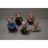 FIVE VARIOUS NAT WEST PIGGY BANKS