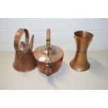 TWO COPPER KETTLES AND A COPPER JUG