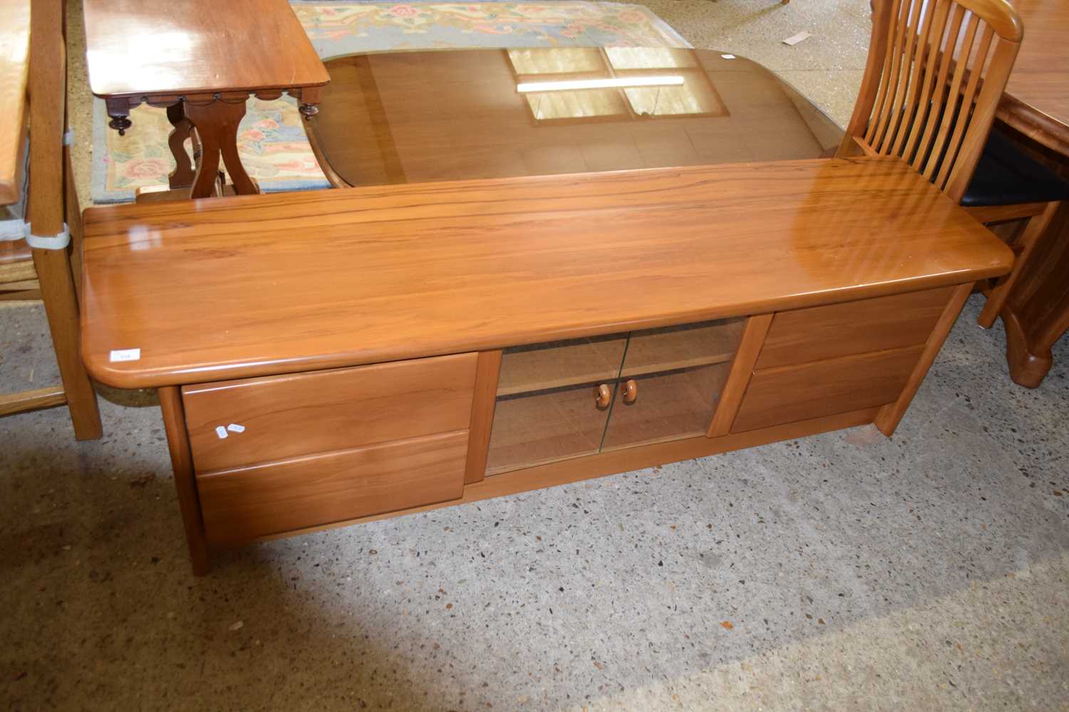 NEW ZEALAND RIMU WOOD TV CABINET WITH DRAWERS, 176CM WIDE