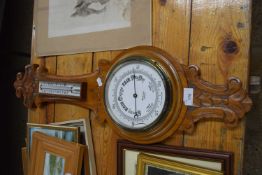 LATE VICTORIAN AMERICAN WALNUT CASED ANEROID BAROMETER