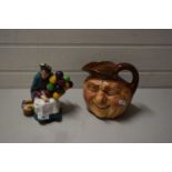 ROYAL DOULTON FIGURINE 'THE OLD BALLOON SELLER', TOGETHER WITH A ROYAL DOULTON JUG 'JOHN