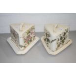 TWO VICTORIAN WEDGE FORMED CHEESE DISHES