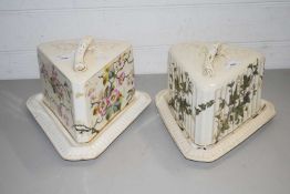TWO VICTORIAN WEDGE FORMED CHEESE DISHES