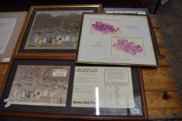 FOUR FRAMED PRINTS RELATING TO THE NORFOLK AUTOMOBILE CLUB, ROLLS ROYCE ENTHUSIASTS CLUB AND OTHERS