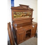 LATE 19TH CENTURY OAK MIRROR BACK SIDEBOARD WITH TWO DRAWERS AND TWO DOORS, 137CM WIDE