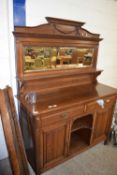 LATE 19TH CENTURY OAK MIRROR BACK SIDEBOARD WITH TWO DRAWERS AND TWO DOORS, 137CM WIDE