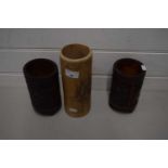 THREE CHINESE CARVED BAMBOO BRUSH POTS OR VASES