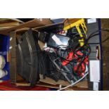 BOX OF VARIOUS SCALEXTRIC TRACK AND ACCESSORIES
