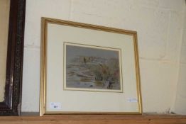 LATE 19TH/EARLY 20TH CENTURY SCHOOL, STUDY OF A RIVER WITH FISHERMAN, WATERCOLOUR, UNSIGNED, F/G
