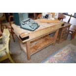 LARGE BEECHWOOD BUTCHERS BLOCK ON STAND, 136CM WIDE