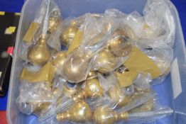 BOX OF VARIOUS BRASS DOOR HANDLES