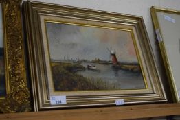 JAMIESON, 'ON THE ANT, NEAR LUDHAM', OIL ON BOARD, FRAMED, 37CM WIDE