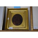 19TH CENTURY GILT PICTURE FRAME CONTAINING A HEAVILY DISCOLOURED PORTRAIT PRINT