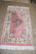 MODERN PINK CHINESE WASHED WOOL FLORAL DECORATED RUG, 150CM WIDE