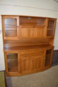 NEW ZEALAND RIMU WOOD LOUNGE DISPLAY CABINET FORMED OF TWO SECTIONS, 170CM WIDE