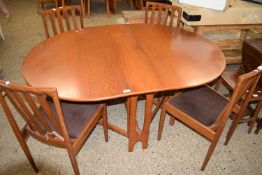 MEREDEW AVALON SET OF FOUR RETRO DINING CHAIRS TOGETHER WITH ACCOMPANYING DROP LEAF TABLE (5)