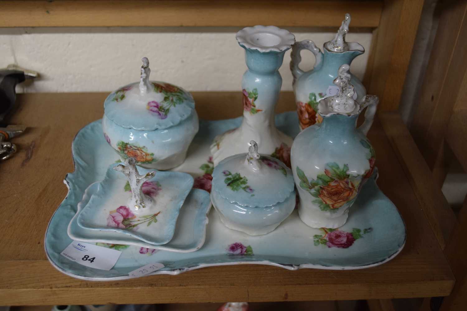 FLORAL DECORATED PORCELAIN DRESSING TABLE SET