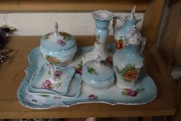 FLORAL DECORATED PORCELAIN DRESSING TABLE SET