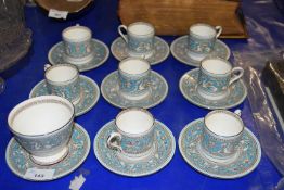 QUANTITY OF WEDGWOOD FLORENTINE COFFEE CANS AND SAUCERS PLUS A FURTHER SUGAR BASIN