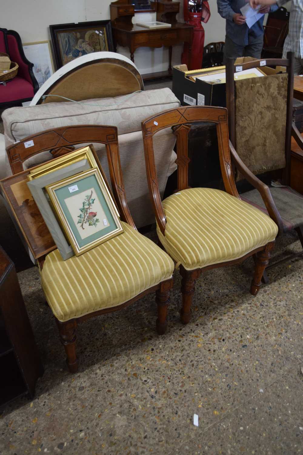 PAIR OF LATE VICTORIAN DEEP SEATED DINING CHAIRS