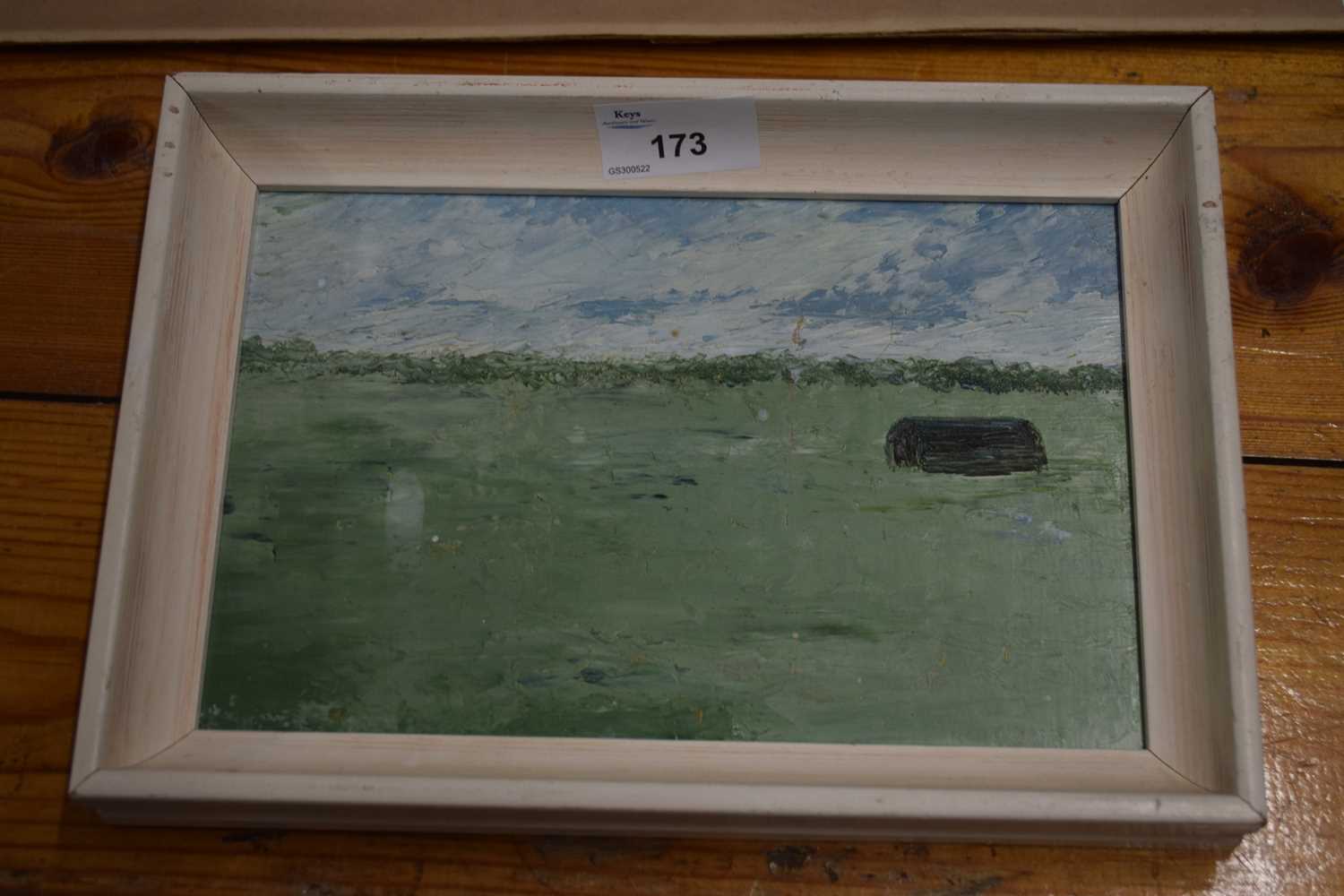 CONTEMPORARY SCHOOL, ABSTRACT STUDY, PASTORAL SCENE WITH BUILDING, OIL ON BOARD, UNSIGNED