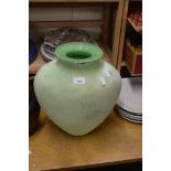 LARGE FROSTED GREEN GLASS VASE
