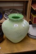 LARGE FROSTED GREEN GLASS VASE