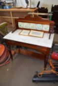 LATE VICTORIAN MARBLE TOP TILE BACK WASH STAND