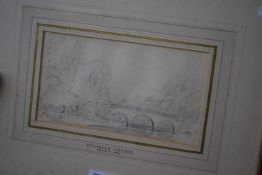 ATTRIBUTED TO THOMAS LOUND, PENCIL STUDY OF A BRIDGE, F/G