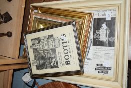 COLLECTION OF VARIOUS FRAMED GIN ADVERTISING PICTURES