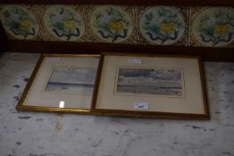 20TH CENTURY SCHOOL, PAIR OF SMALL WATERCOLOURS, COASTAL SCENES, UNSIGNED, F/G