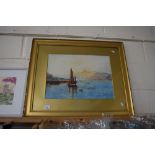 EARLY 20TH CENTURY SCHOOL, STUDY OF HARBOUR SCENE, WATERCOLOUR, GILT F/G