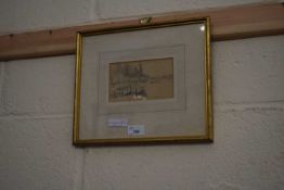 19TH/EARLY 20TH CENTURY SCHOOL, PENCIL SKETCH, RIVER SCENE, UNSIGNED, F/G