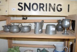 COLLECTION OF VARIOUS PEWTER TEA WARES AND OTHER ITEMS