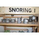 COLLECTION OF VARIOUS PEWTER TEA WARES AND OTHER ITEMS