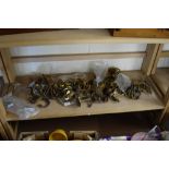 LARGE COLLECTION VARIOUS BRASS COAT HOOKS AND OTHER ITEMS