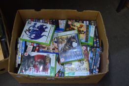 BOX OF MIXED DVDS AND X-BOX GAMES