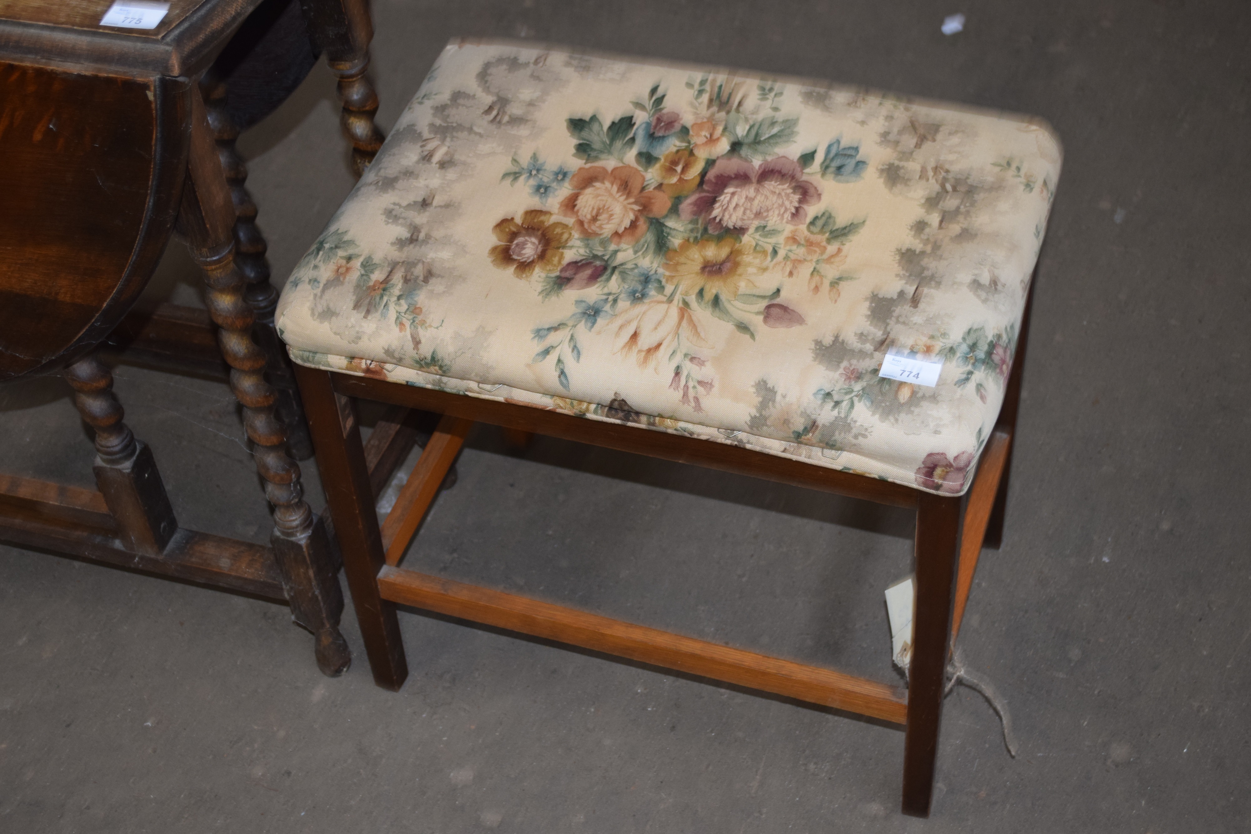 RECTANGULAR STOOL WITH FLORAL UPHOLSTERED TOP - Image 2 of 2