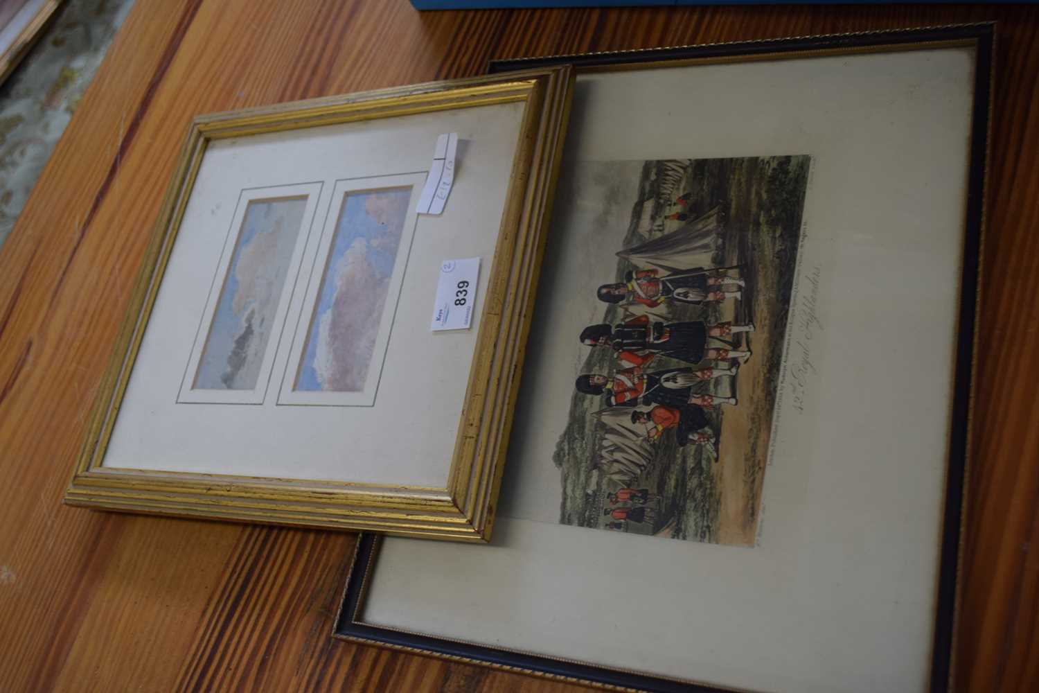 FRAMED PAIR OF SMALL WATERCOLOURS, CLOUDSCAPES, MARKED TO REVERSE 'E A MORISON, WIMPERIS',