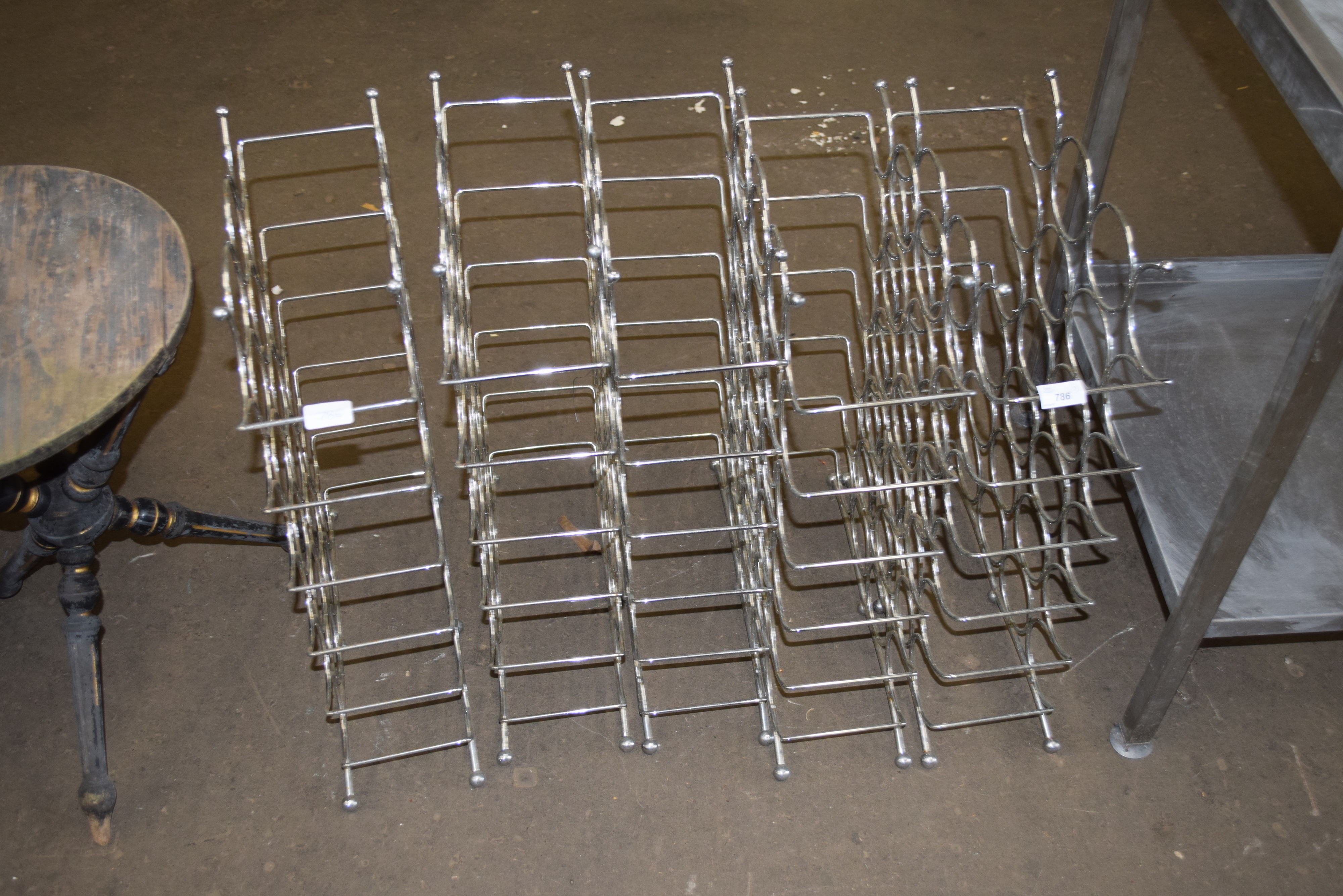 SET OF FIVE STAINLESS STEEL WINE RACKS - Image 2 of 2