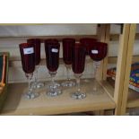QUANTITY OF RUBY AND CLEAR GLASS WINES