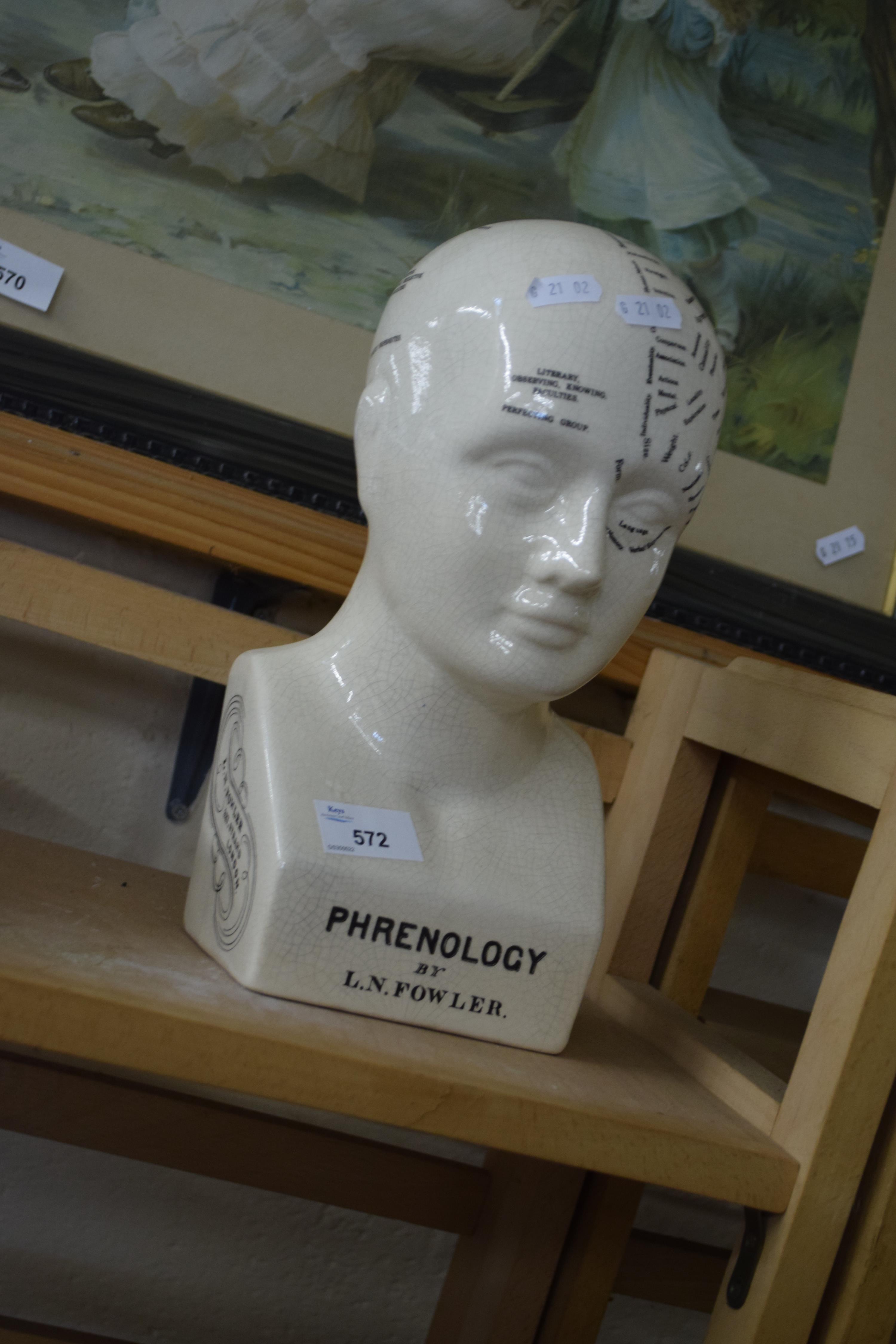 AFTER L N FOWLER, POTTERY PHRENOLOGY HEAD