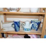 BOXED CRYSTAL DRINKING GLASSES, WILLOW PATTERN JARDINIERE AND OTHER ITEMS