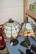 TWO REPRODUCTION TIFFANY STYLE TABLE LAMPS